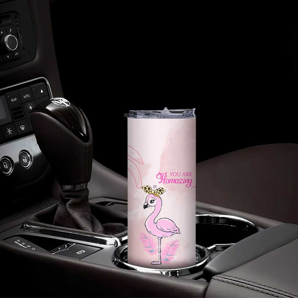 Positive Flamingo Gifts Skinny Tumbler Emotional Support Flamingo Affirmation