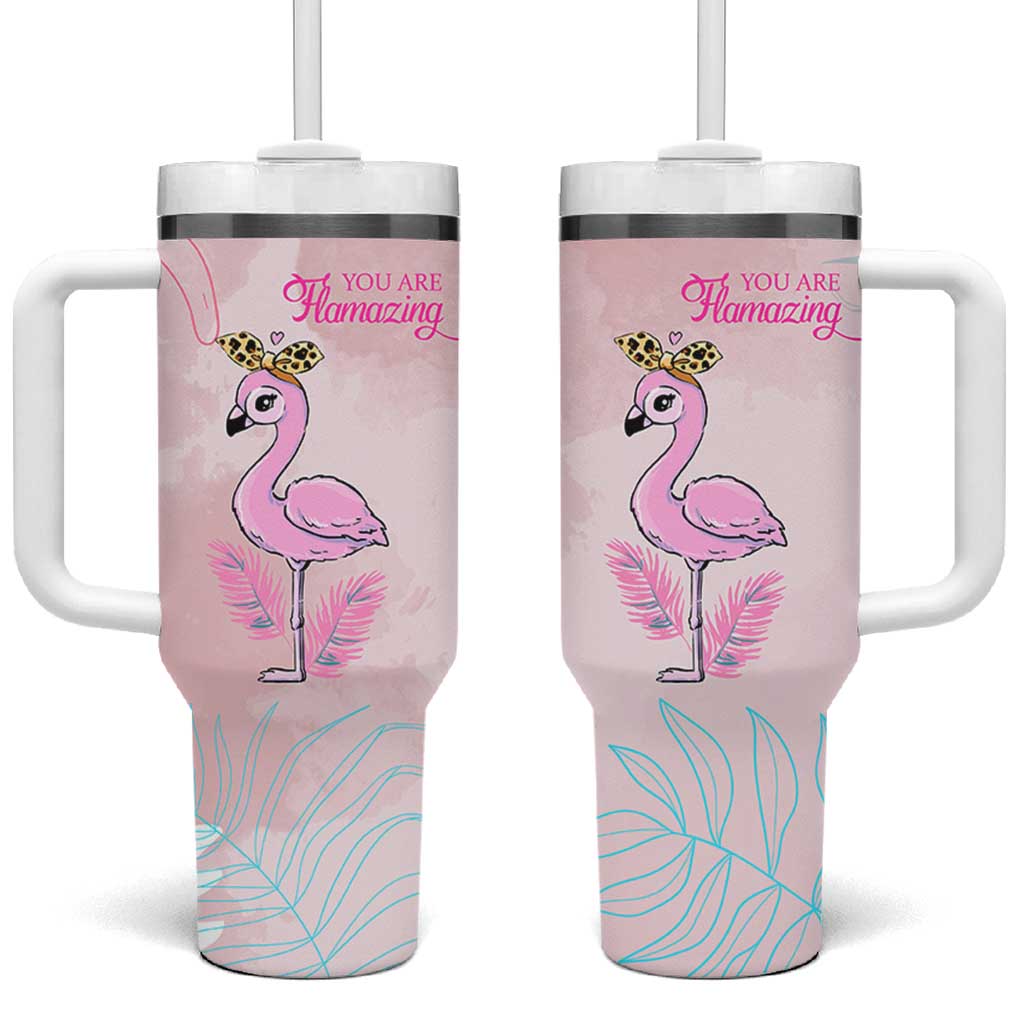 Positive Flamingo Gifts Tumbler With Handle Emotional Support Flamingo Affirmation