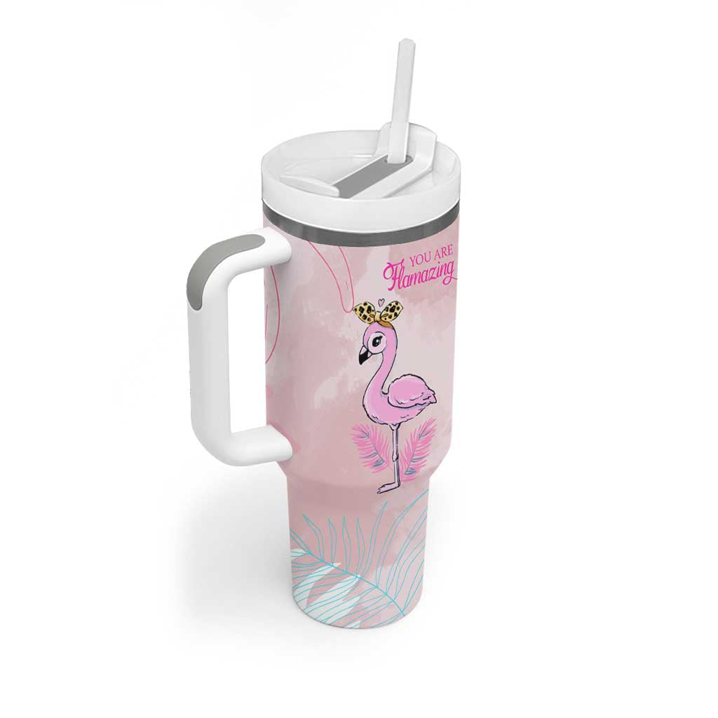 Positive Flamingo Gifts Tumbler With Handle Emotional Support Flamingo Affirmation