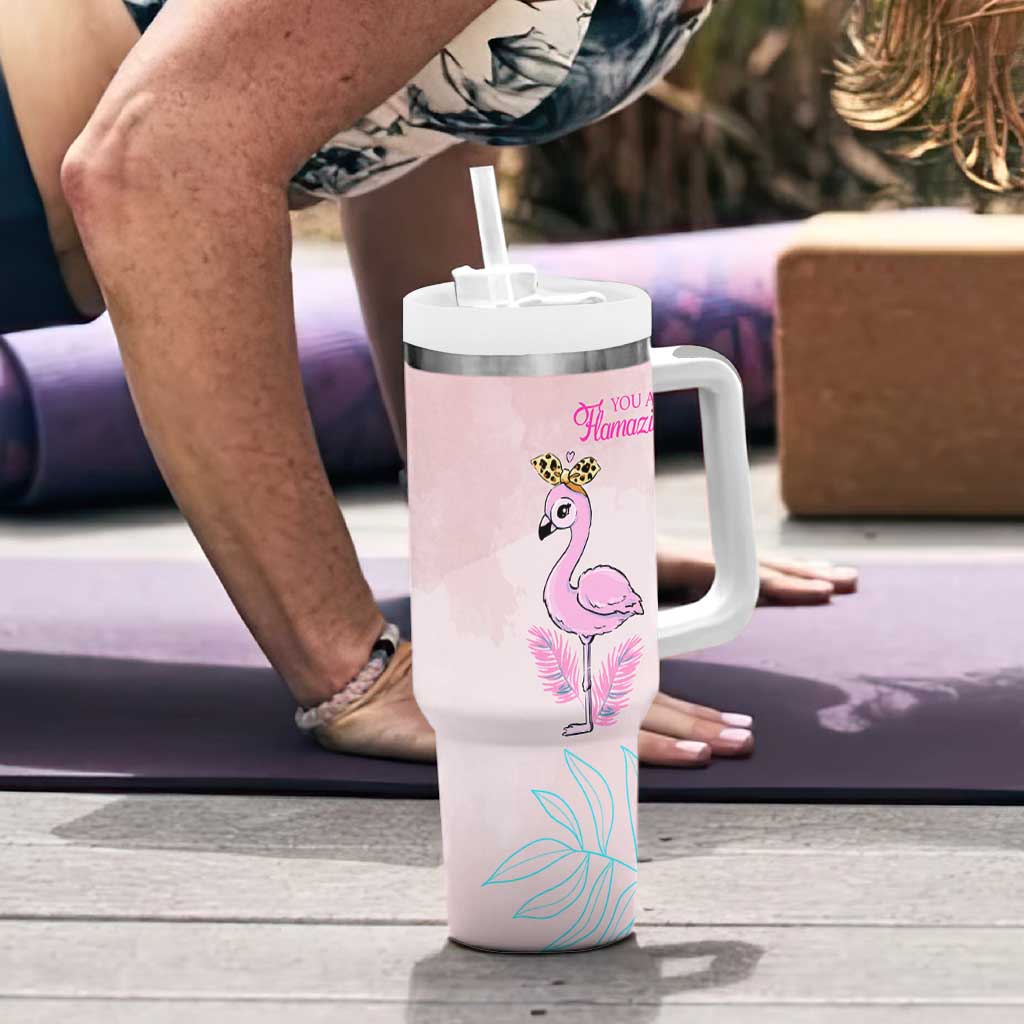 Positive Flamingo Gifts Tumbler With Handle Emotional Support Flamingo Affirmation