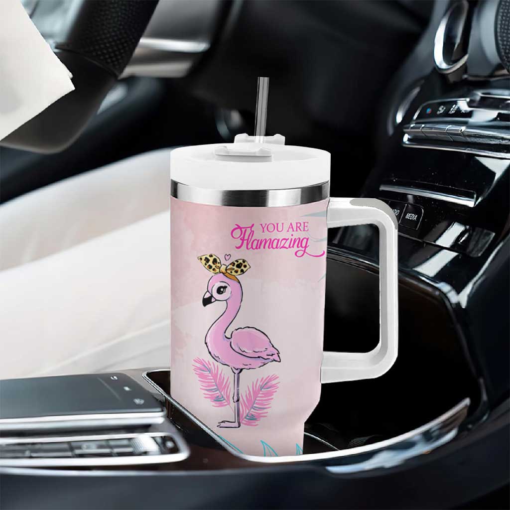 Positive Flamingo Gifts Tumbler With Handle Emotional Support Flamingo Affirmation