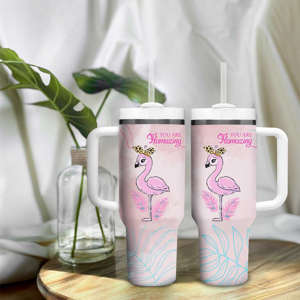 Positive Flamingo Gifts Tumbler With Handle Emotional Support Flamingo Affirmation