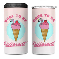 Positive Flamingo Gifts 4 in 1 Can Cooler Tumbler Dare To Be Different Flamingo Affirmation Gift