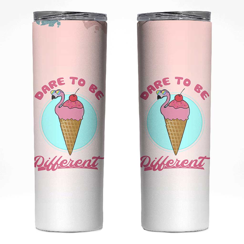 Positive Flamingo Gifts Skinny Tumbler Dare To Be Different Flamingo Affirmation Gift