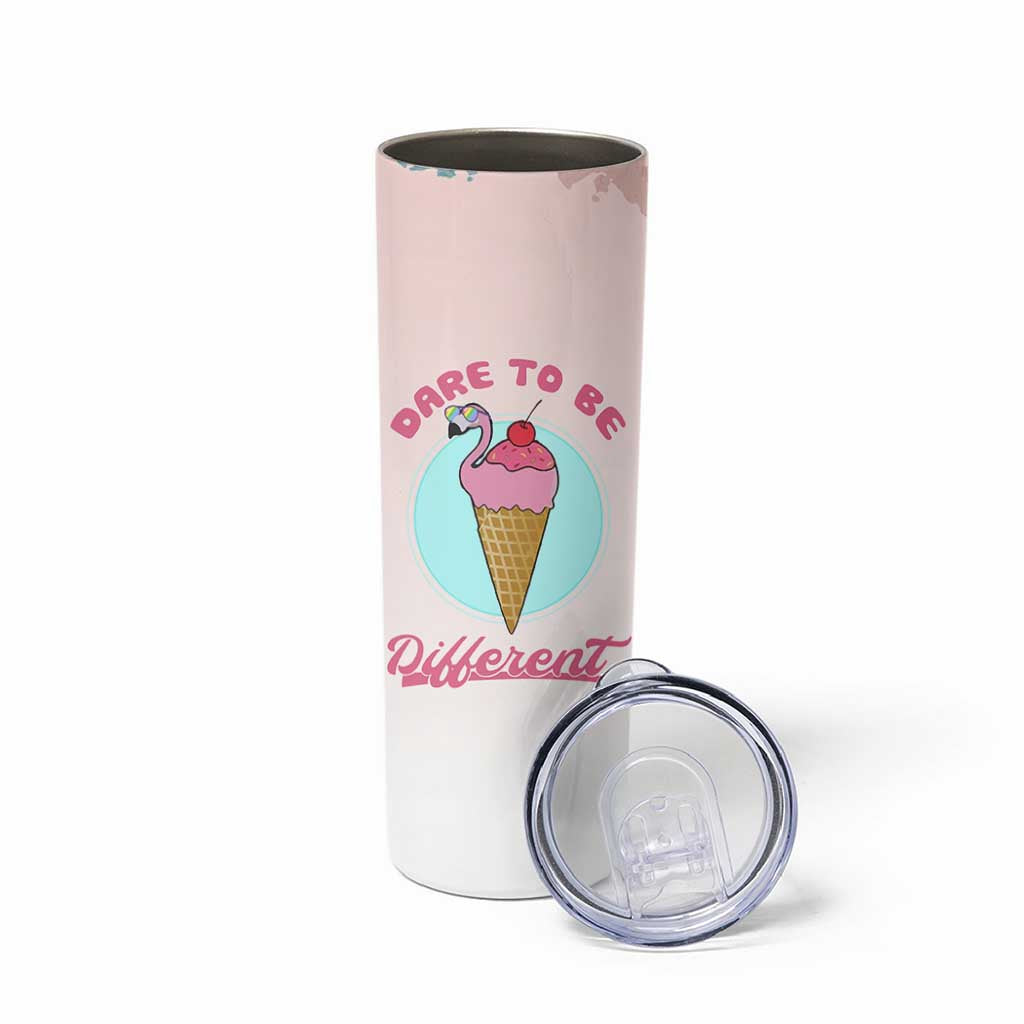 Positive Flamingo Gifts Skinny Tumbler Dare To Be Different Flamingo Affirmation Gift