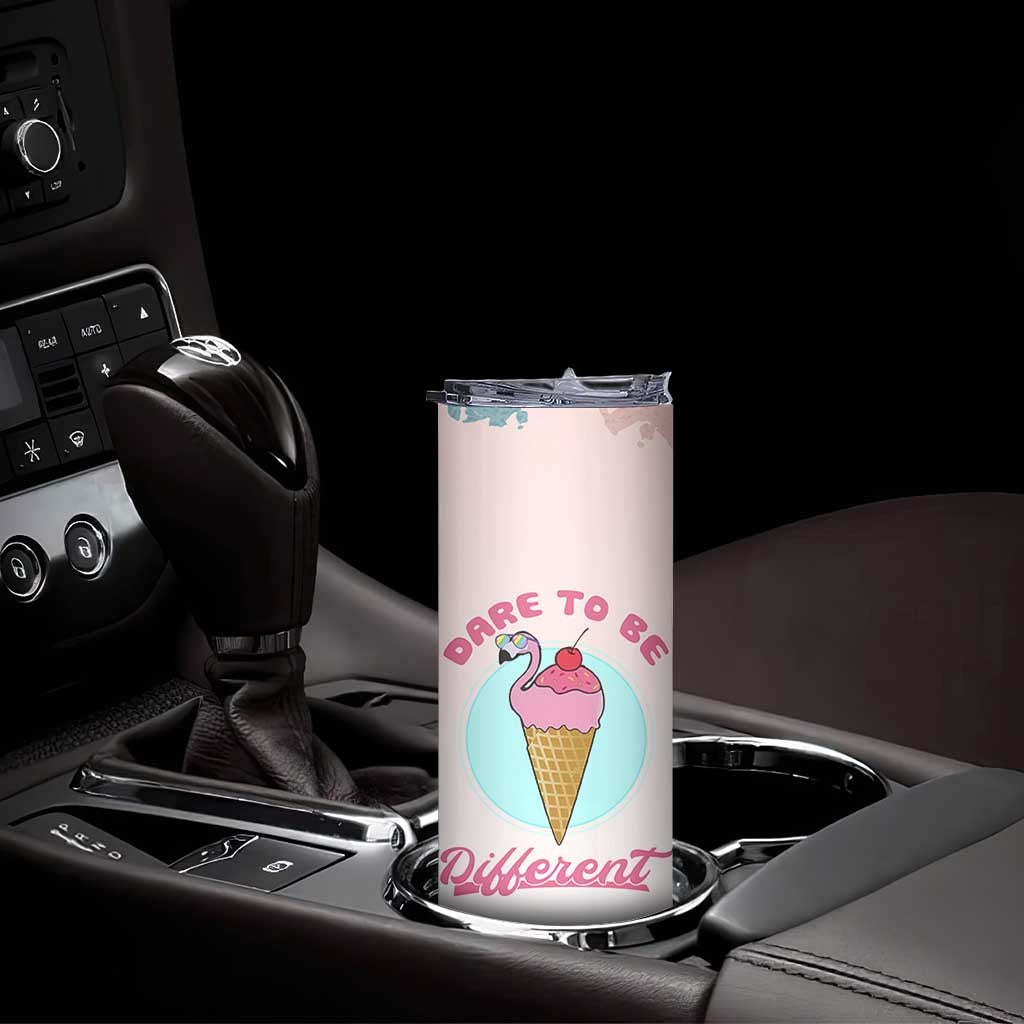 Positive Flamingo Gifts Skinny Tumbler Dare To Be Different Flamingo Affirmation Gift