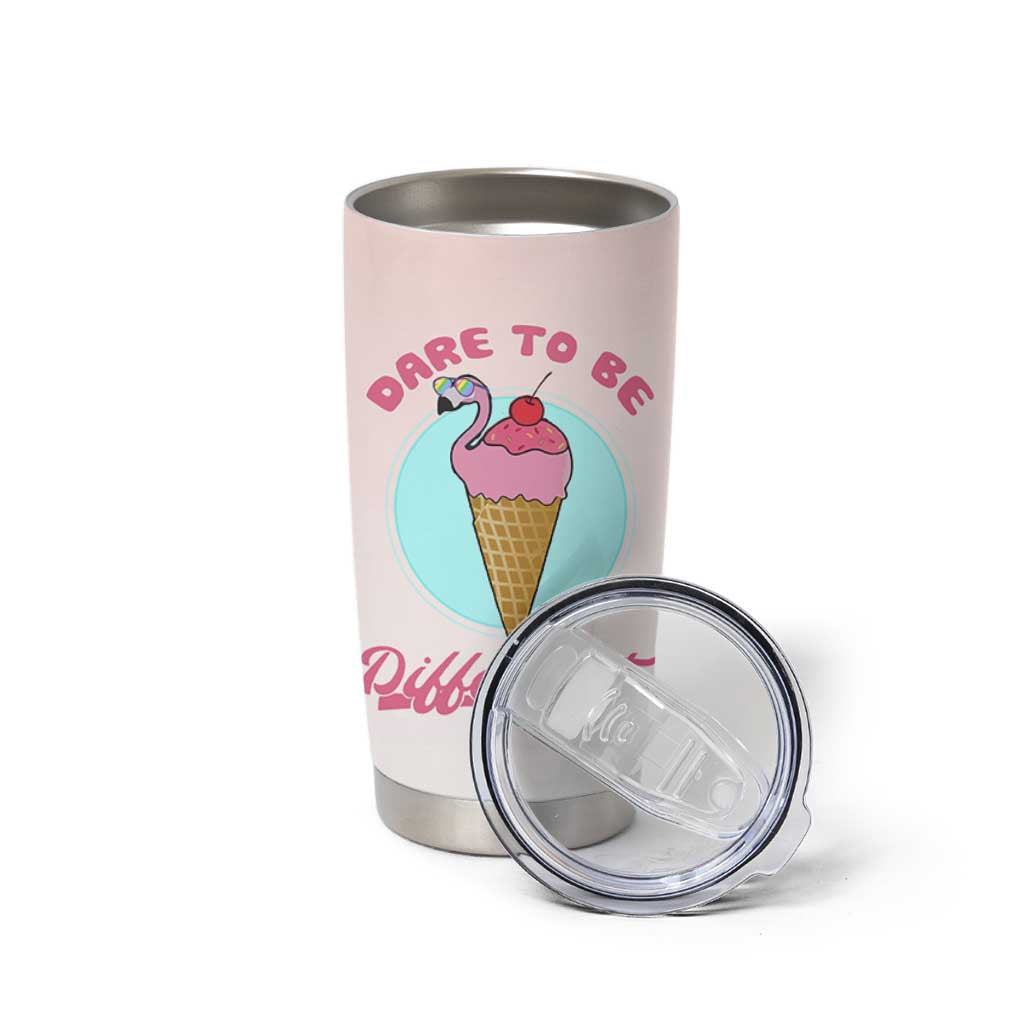 Positive Flamingo Gifts Tumbler Cup Dare To Be Different Flamingo Affirmation Gift