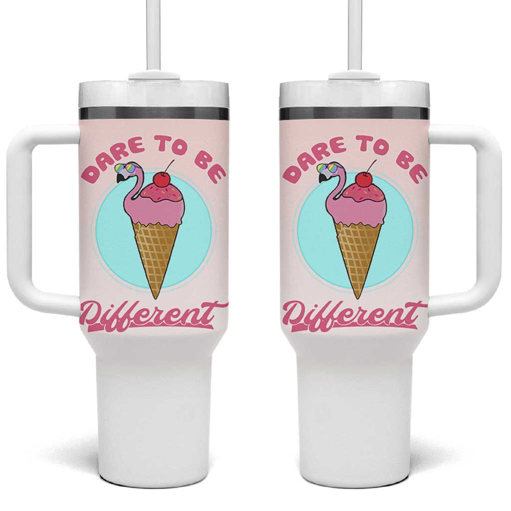 Positive Flamingo Gifts Tumbler With Handle Dare To Be Different Flamingo Affirmation Gift
