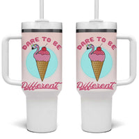 Positive Flamingo Gifts Tumbler With Handle Dare To Be Different Flamingo Affirmation Gift