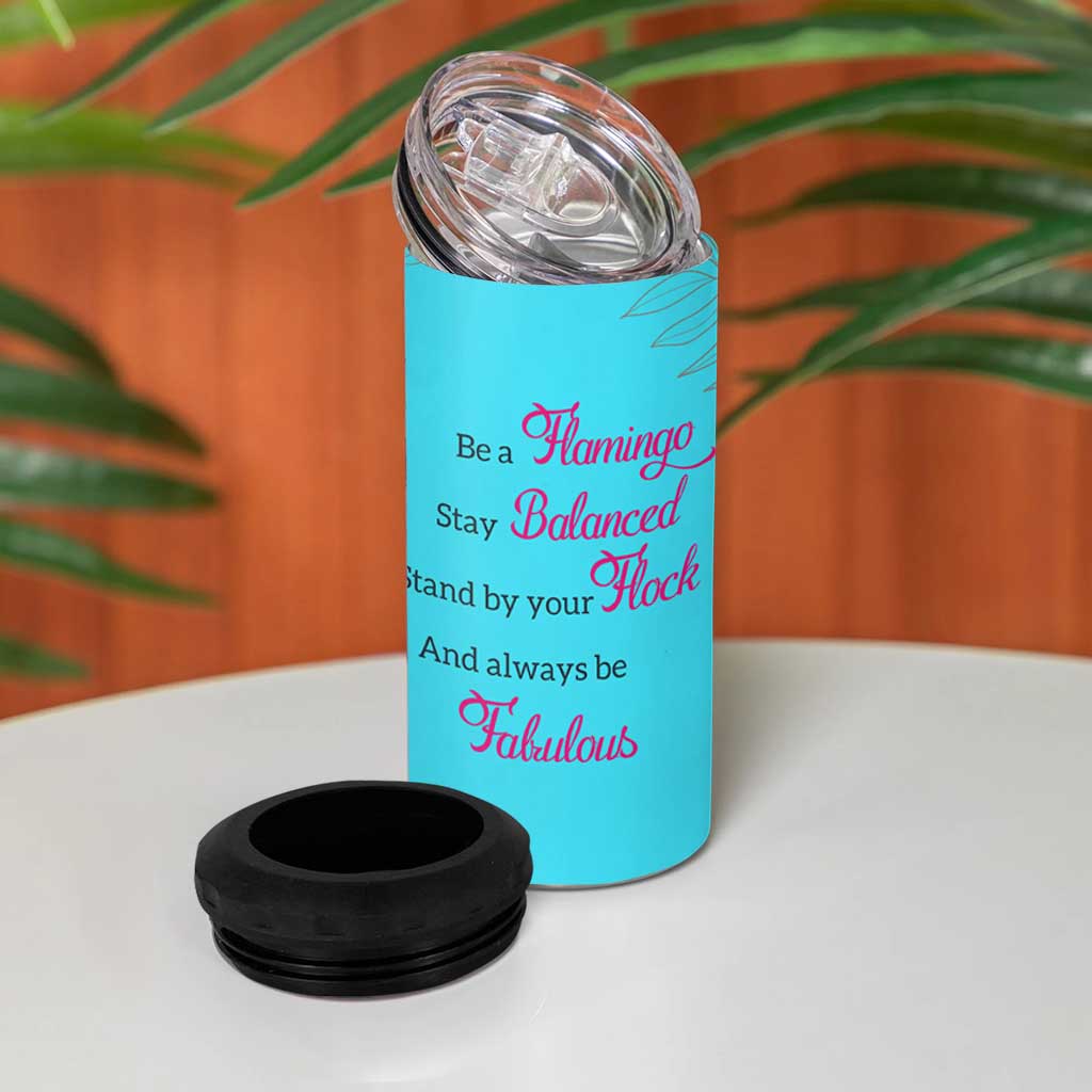 Gifts For Flamingo Lover 4 in 1 Can Cooler Tumbler Positive Flamingo Affirmation Gifts