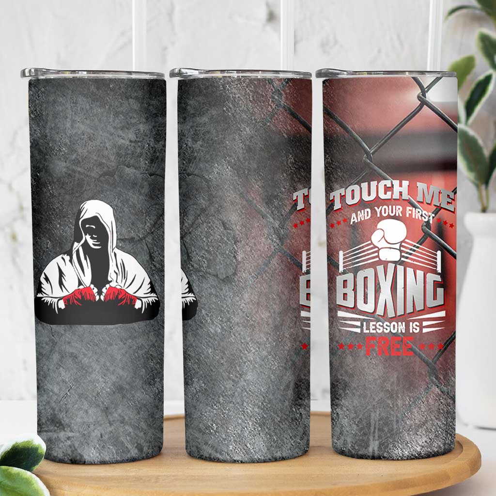 Boxing Gifts Skinny Tumbler Touch Me And Your First Boxing Lesson Is Free