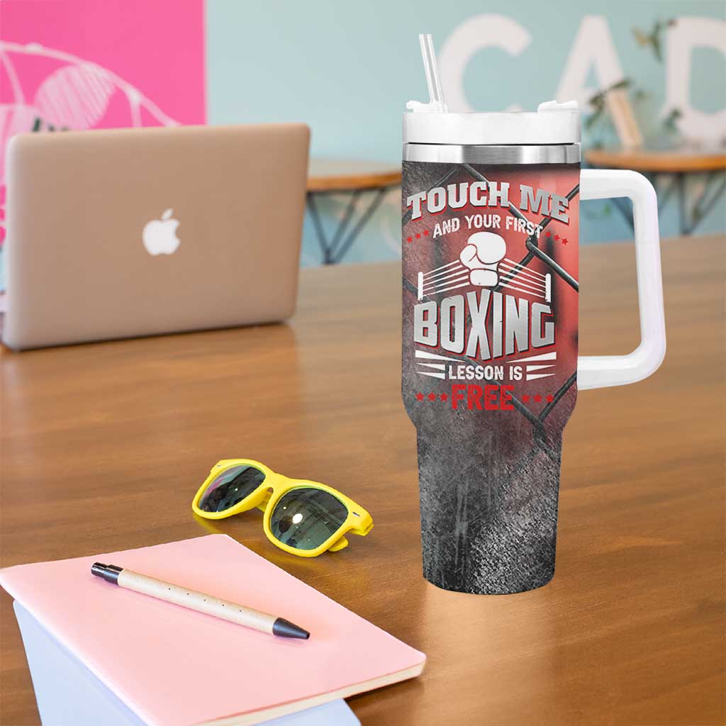 Boxing Gifts Tumbler With Handle Touch Me And Your First Boxing Lesson Is Free