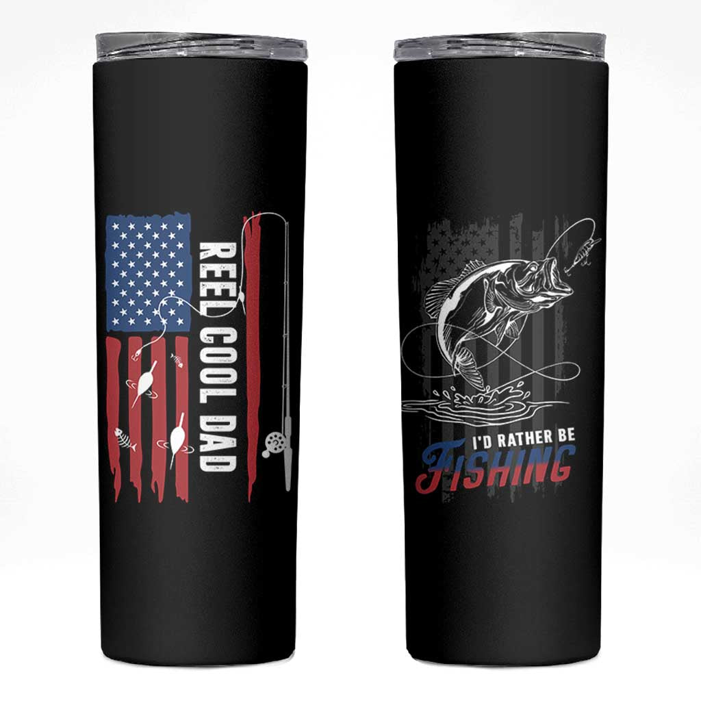 Fishing Gifts For Dad Skinny Tumbler Reel Cool Dad US Flag Father's Day