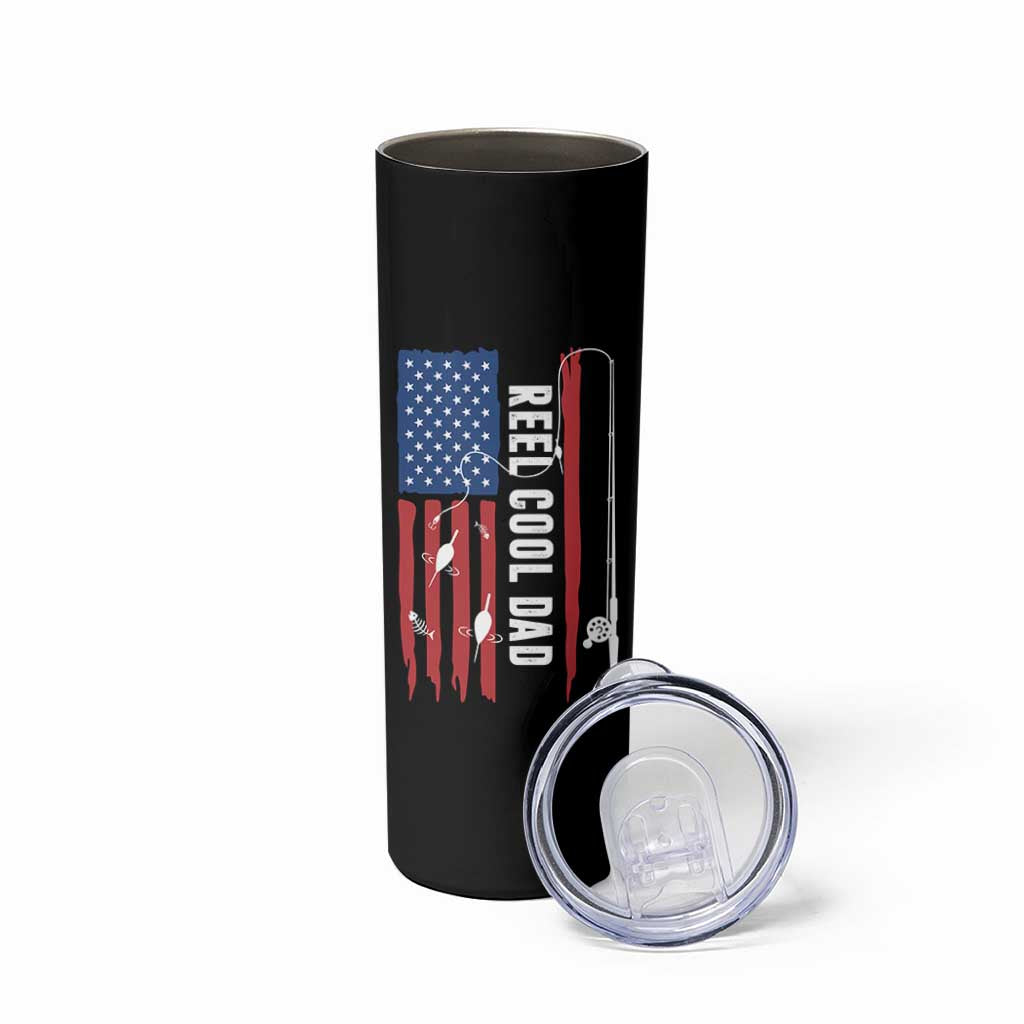 Fishing Gifts For Dad Skinny Tumbler Reel Cool Dad US Flag Father's Day