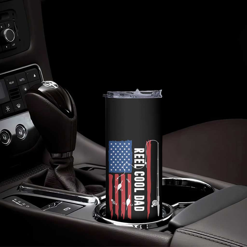 Fishing Gifts For Dad Skinny Tumbler Reel Cool Dad US Flag Father's Day