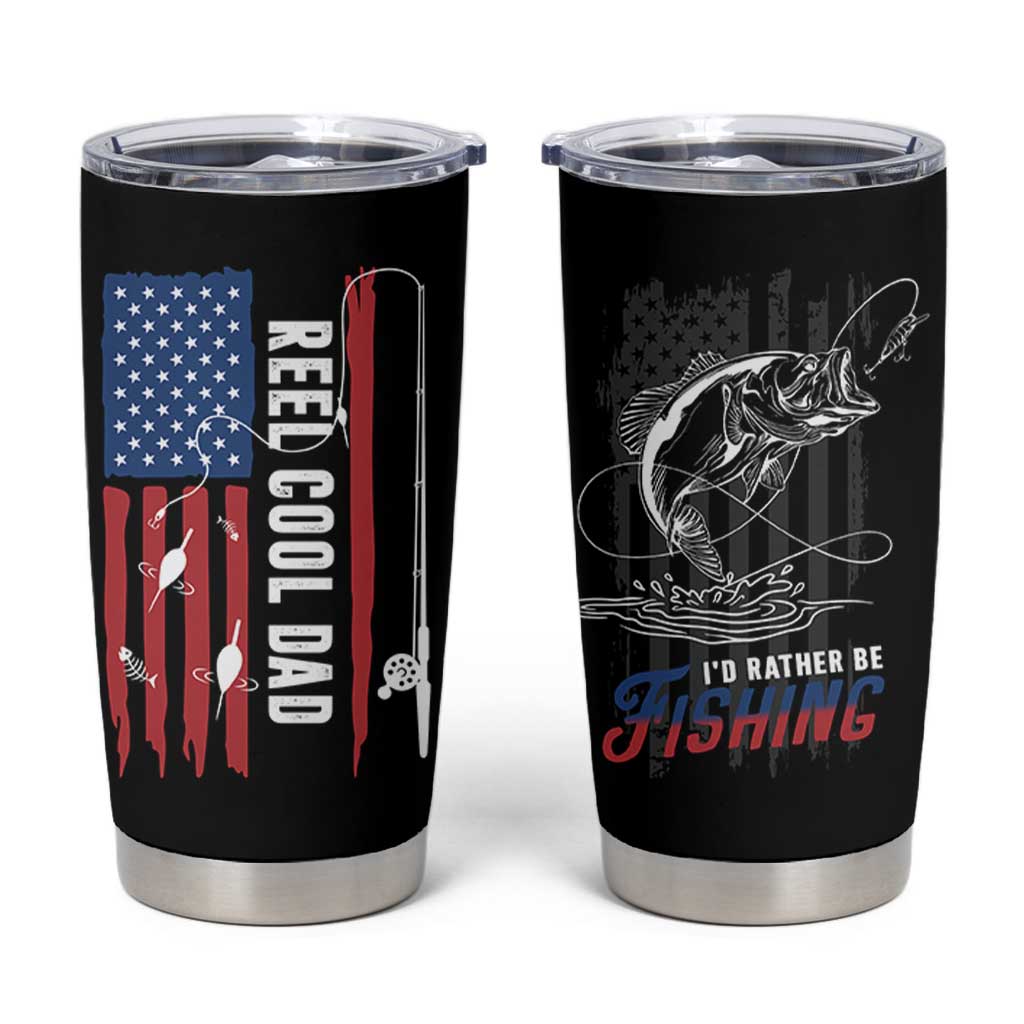 Fishing Gifts For Dad Tumbler Cup Reel Cool Dad US Flag Father's Day