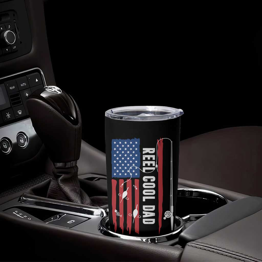 Fishing Gifts For Dad Tumbler Cup Reel Cool Dad US Flag Father's Day