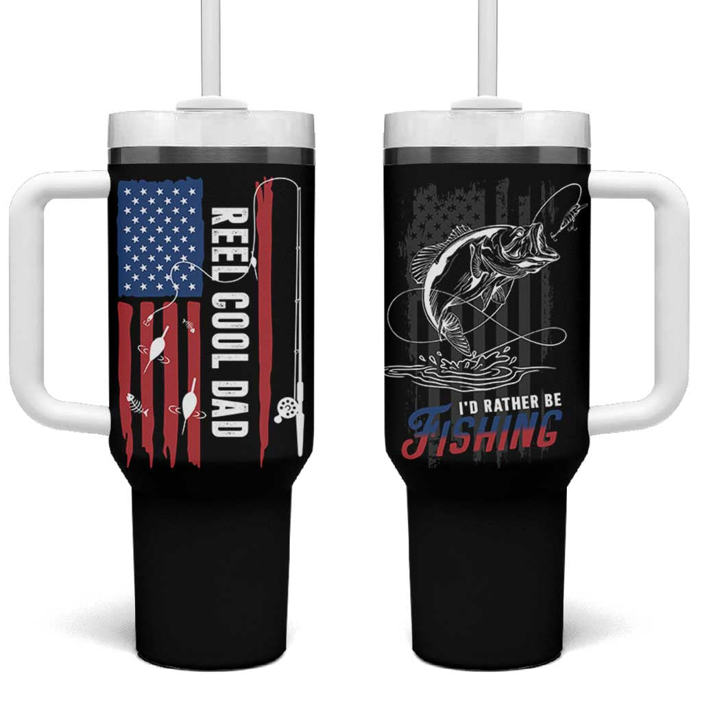Fishing Gifts For Dad Tumbler With Handle Reel Cool Dad US Flag Father's Day