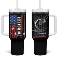 Fishing Gifts For Dad Tumbler With Handle Reel Cool Dad US Flag Father's Day