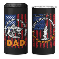 Funny Fishing Fathers Day 4 in 1 Can Cooler Tumbler I Can't Work Today My Arm Is In A Cast Dad Gifts