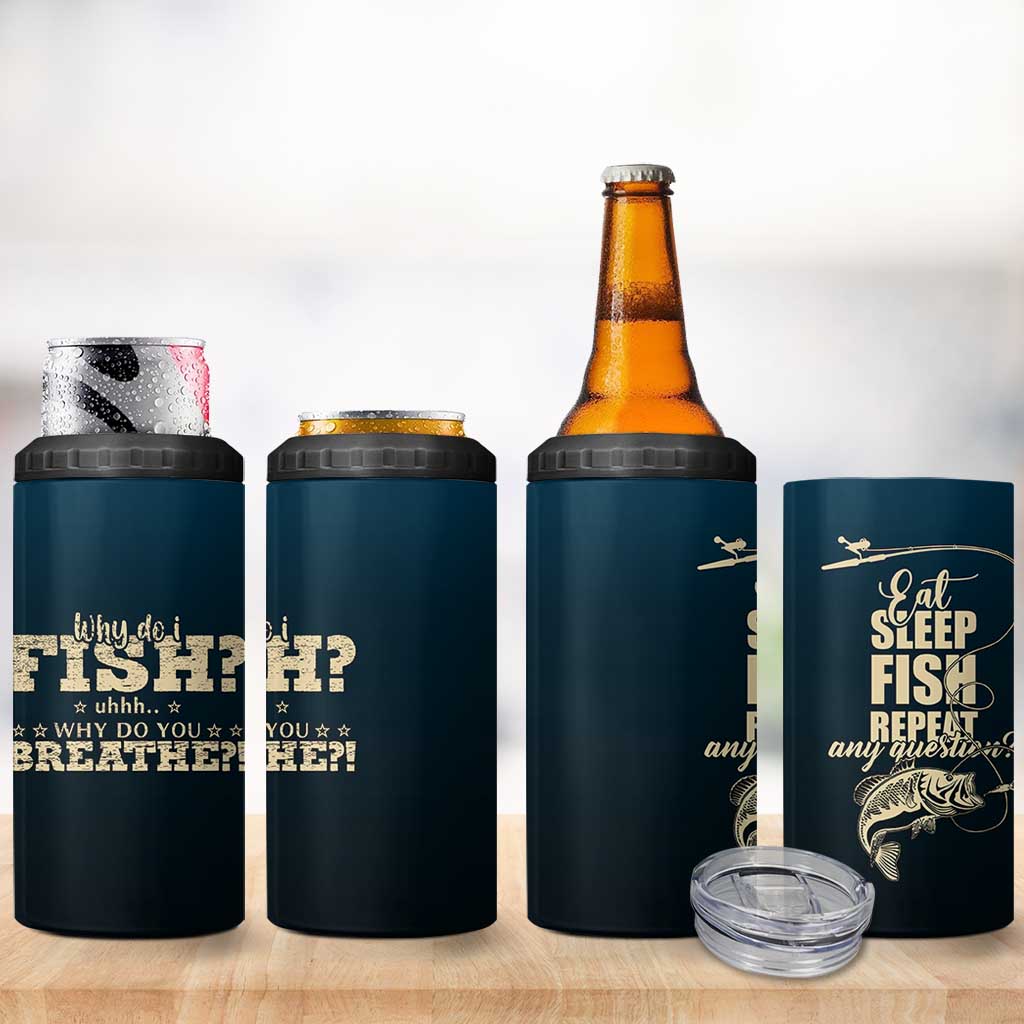 Fishing Gifts For Men 4 in 1 Can Cooler Tumbler Eat Sleep Fish Repeat Bass Fishing