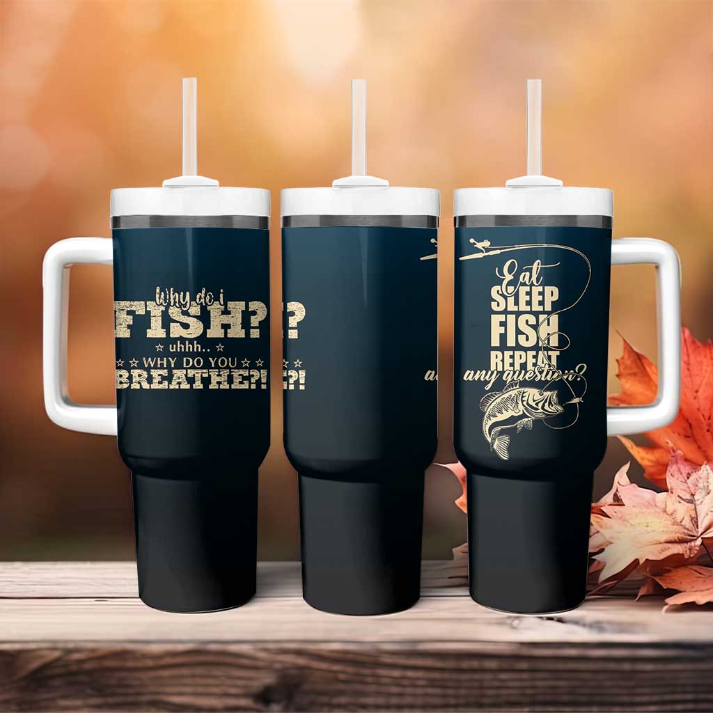 Fishing Gifts For Men Tumbler With Handle Eat Sleep Fish Repeat Bass Fishing