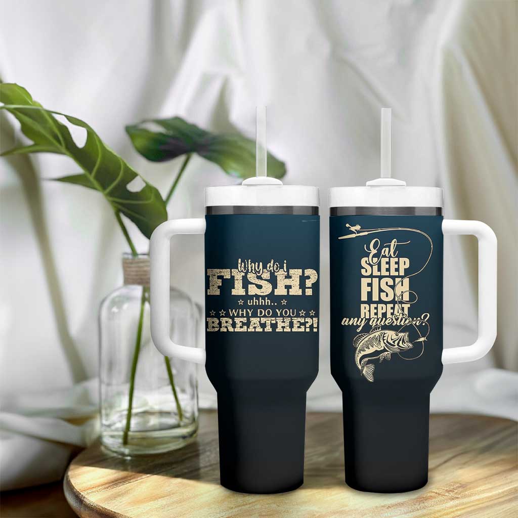 Fishing Gifts For Men Tumbler With Handle Eat Sleep Fish Repeat Bass Fishing
