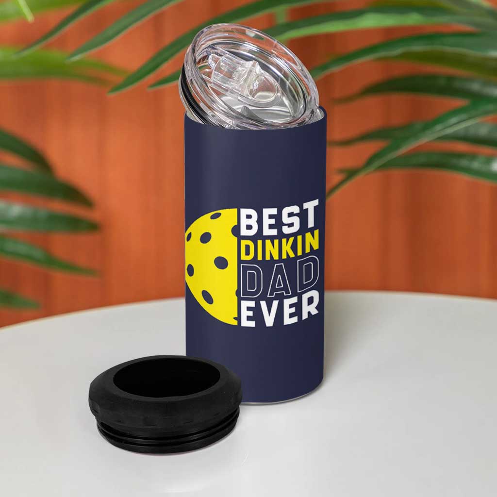Funny Pickleball Dad 4 in 1 Can Cooler Tumbler Best Dinkin Dad Ever Fathers Day Gift