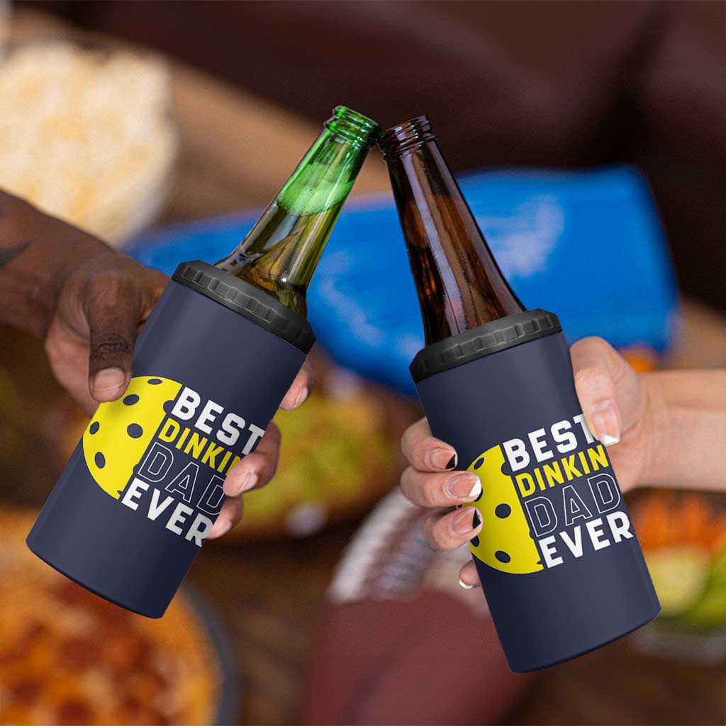 Funny Pickleball Dad 4 in 1 Can Cooler Tumbler Best Dinkin Dad Ever Fathers Day Gift