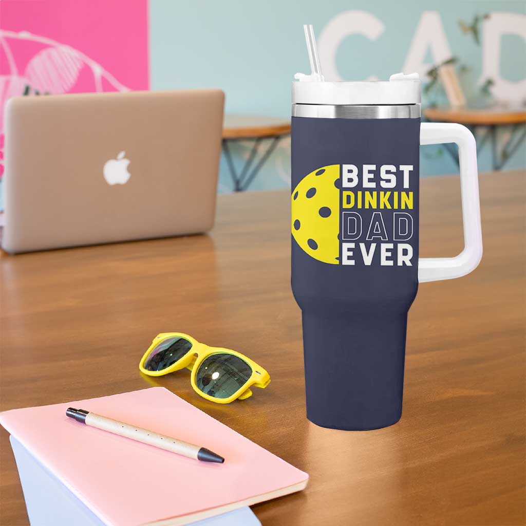 Funny Pickleball Dad Tumbler With Handle Best Dinkin Dad Ever Fathers Day Gift