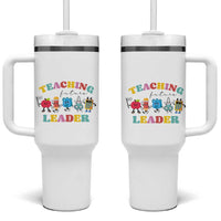 Teacher Tumbler With Handle Retro Teaching Future Leaders Groovy Teacher Back To School - Wonder Print Shop