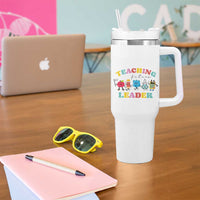 Teacher Tumbler With Handle Retro Teaching Future Leaders Groovy Teacher Back To School - Wonder Print Shop