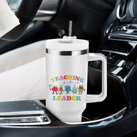 Teacher Tumbler With Handle Retro Teaching Future Leaders Groovy Teacher Back To School - Wonder Print Shop