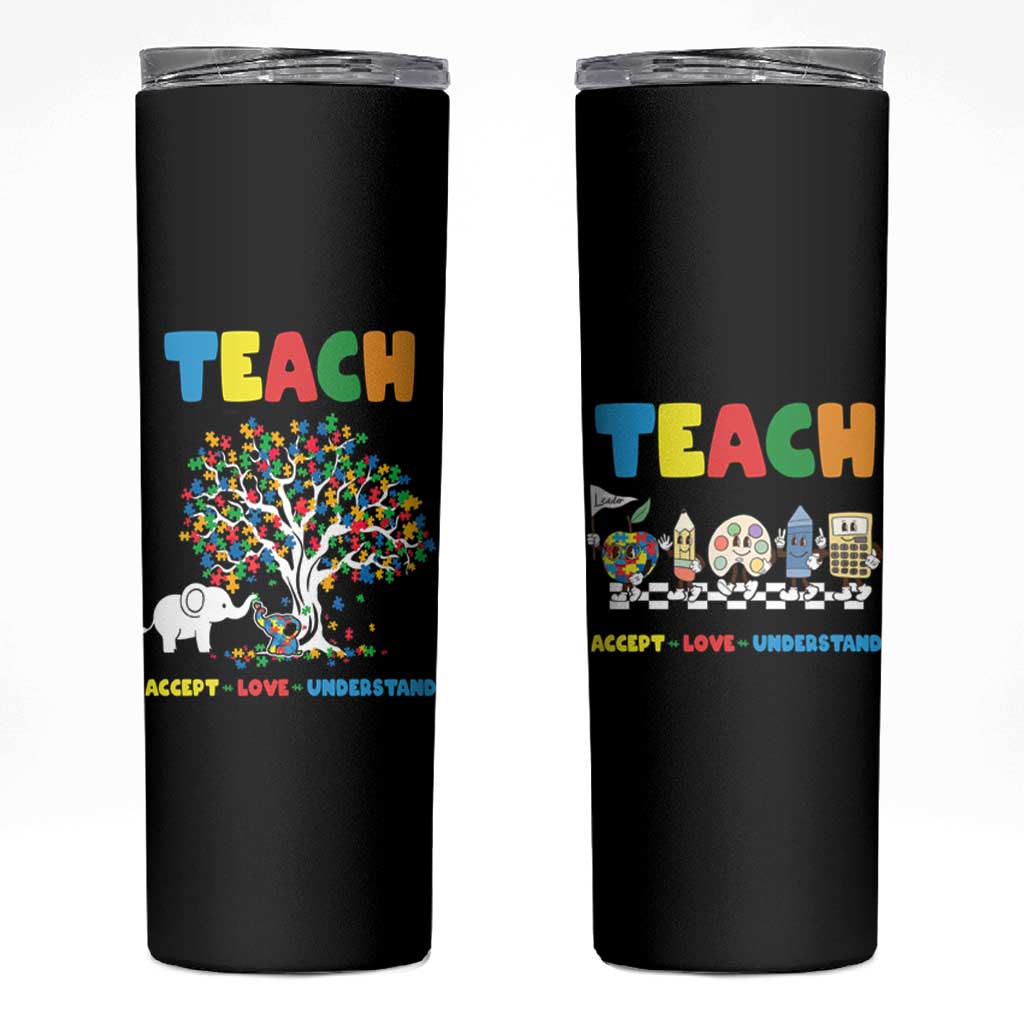 Autism Teacher Skinny Tumbler Accept Love Understand Cute Puzzle - Wonder Print Shop