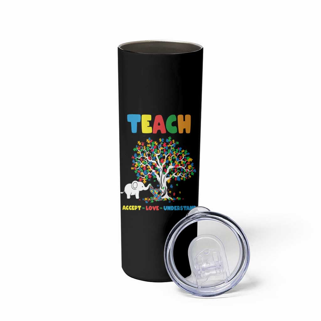 Autism Teacher Skinny Tumbler Accept Love Understand Cute Puzzle - Wonder Print Shop