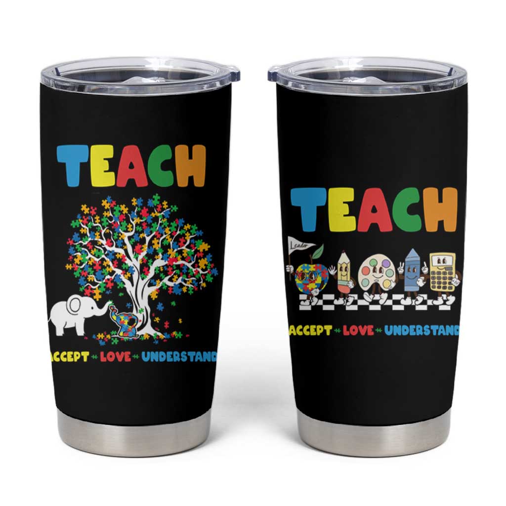 Autism Teacher Tumbler Cup Accept Love Understand Cute Puzzle - Wonder Print Shop