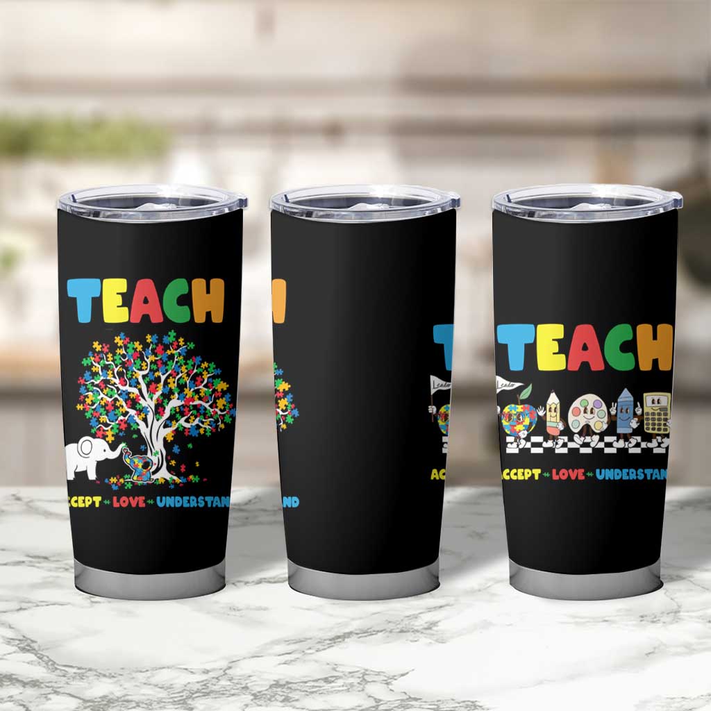 Autism Teacher Tumbler Cup Accept Love Understand Cute Puzzle - Wonder Print Shop