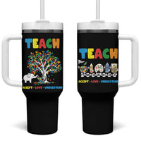 Autism Teacher Tumbler With Handle Accept Love Understand Cute Puzzle - Wonder Print Shop