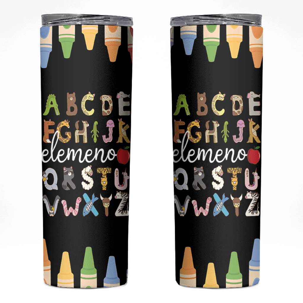 Teacher Alphabet Skinny Tumbler Colorful Animal Teachers Toddlers Spill Proof Cup