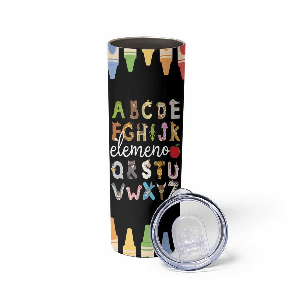 Teacher Alphabet Skinny Tumbler Colorful Animal Teachers Toddlers Spill Proof Cup