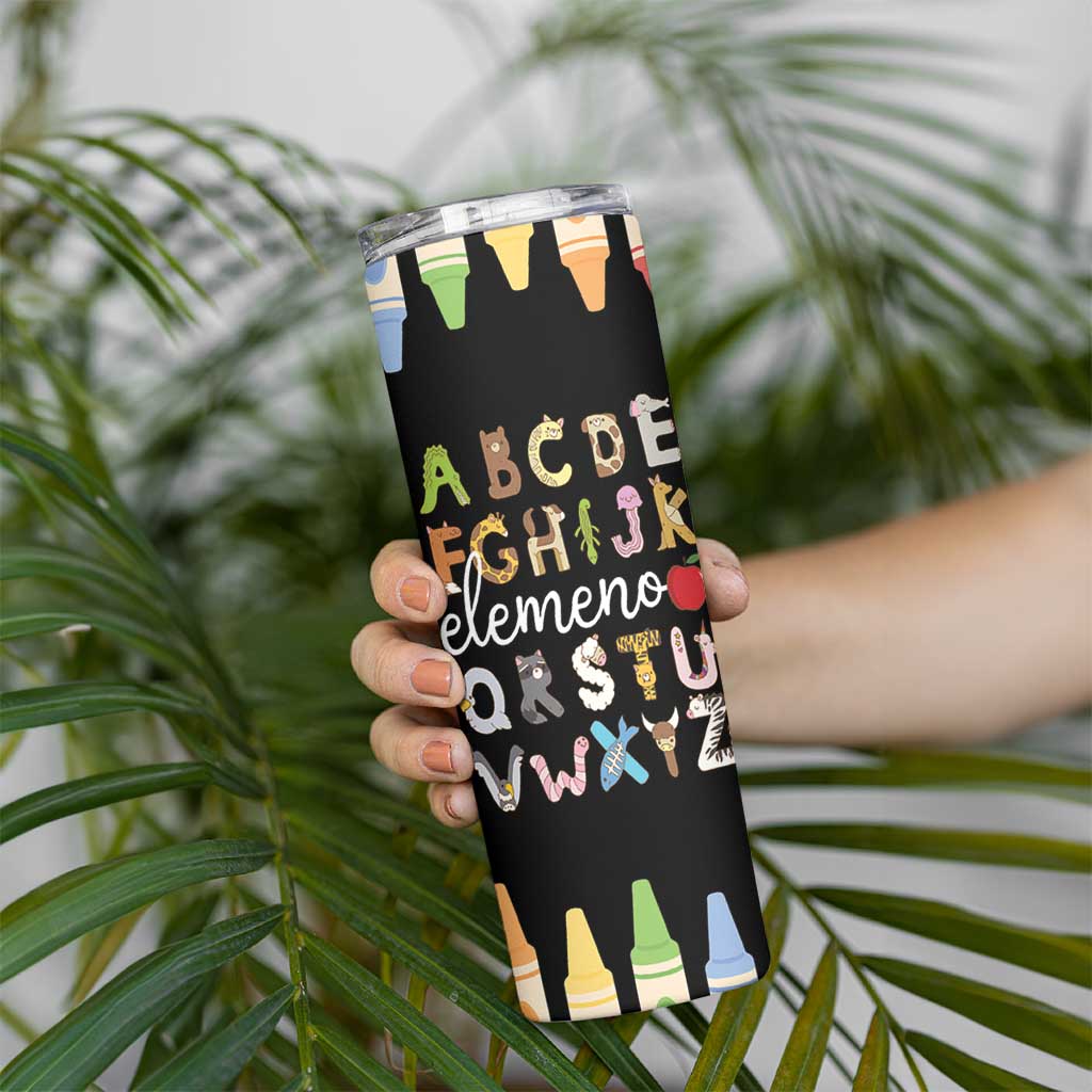 Teacher Alphabet Skinny Tumbler Colorful Animal Teachers Toddlers Spill Proof Cup