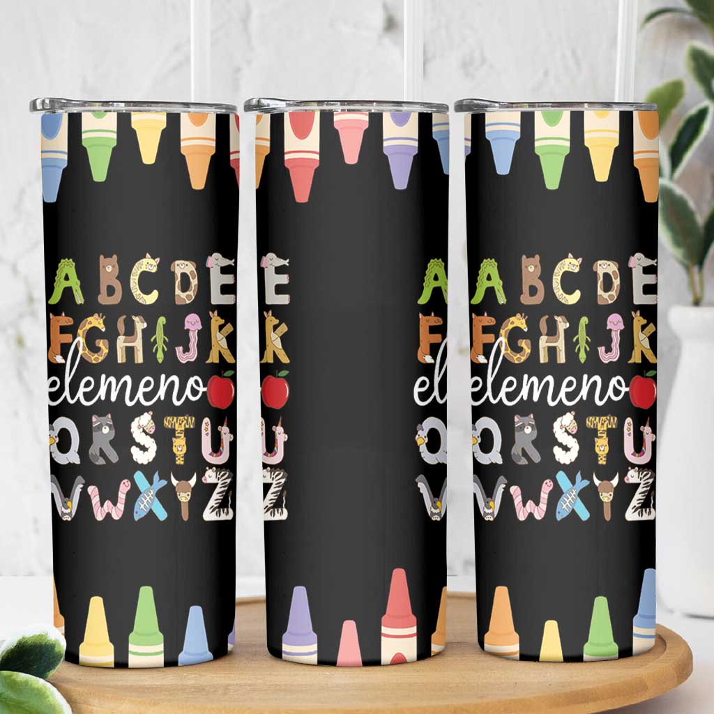 Teacher Alphabet Skinny Tumbler Colorful Animal Teachers Toddlers Spill Proof Cup