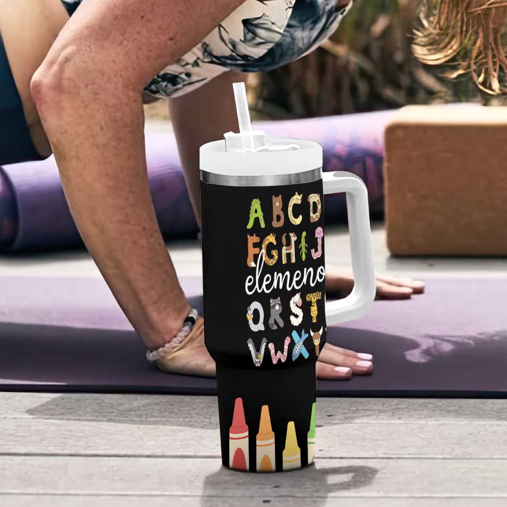 Teacher Alphabet Tumbler With Handle Colorful Animal Teachers Toddlers Spill Proof Cup