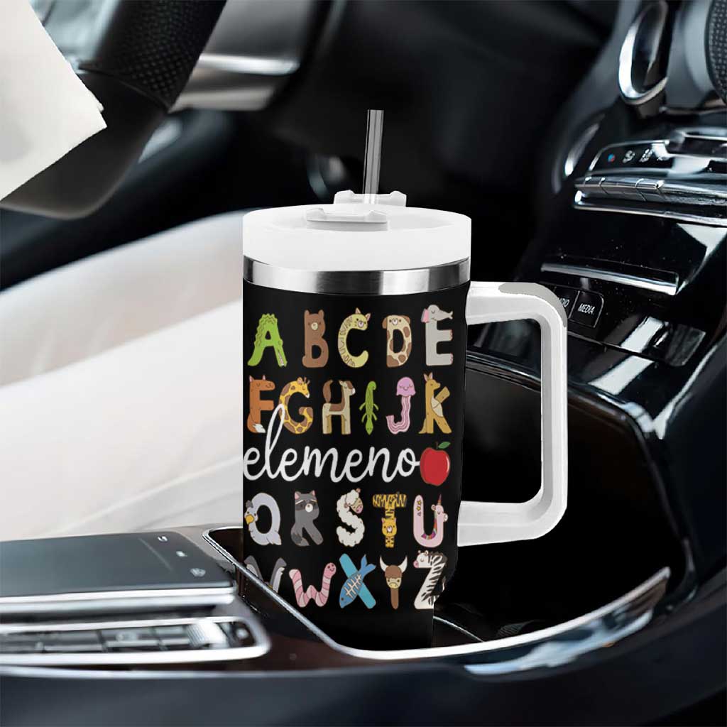 Teacher Alphabet Tumbler With Handle Colorful Animal Teachers Toddlers Spill Proof Cup