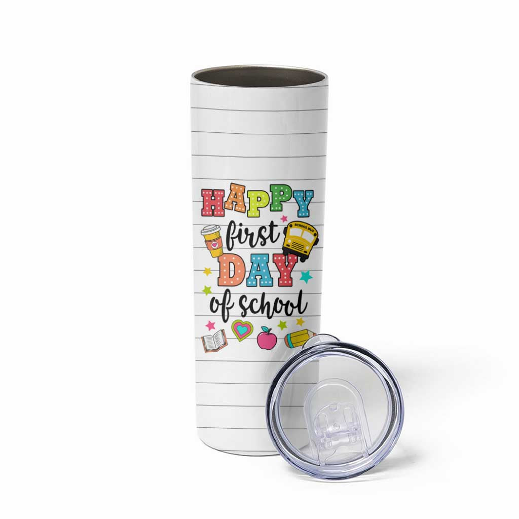Teacher Skinny Tumbler Happy First Day Of School - Wonder Print Shop