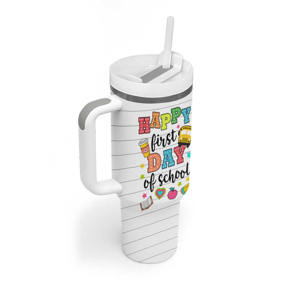 Teacher Tumbler With Handle Happy First Day Of School - Wonder Print Shop