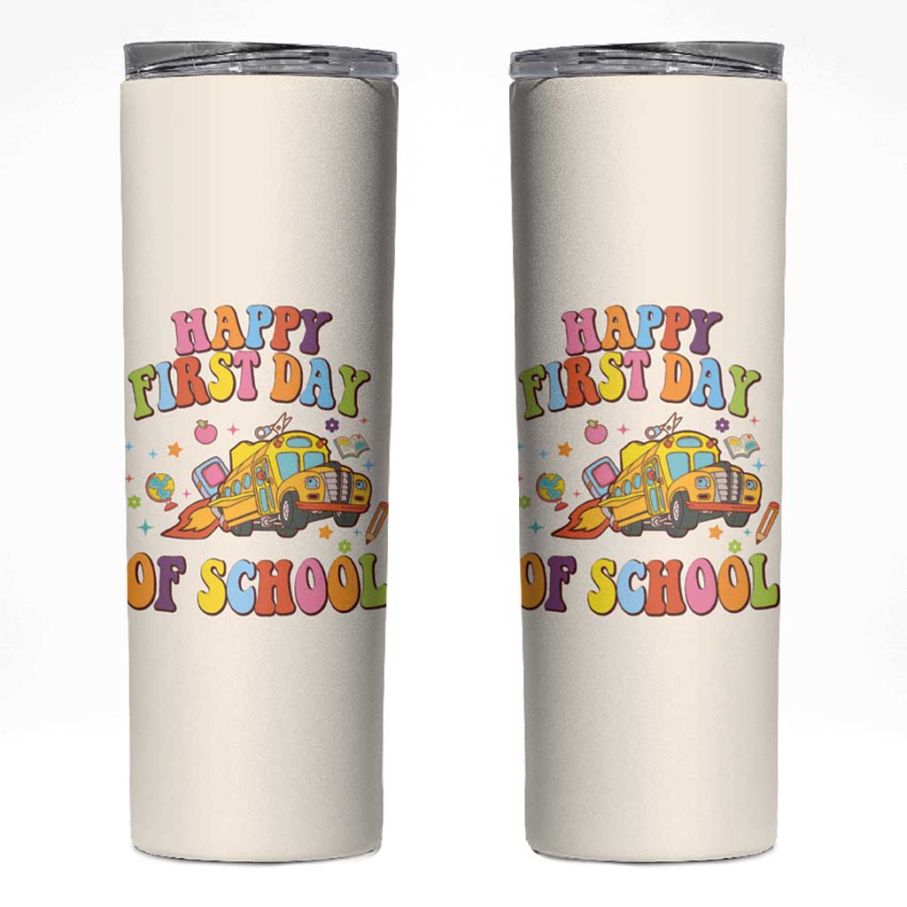 Teacher Gifts Skinny Tumbler Happy First Day Of School - Wonder Print Shop