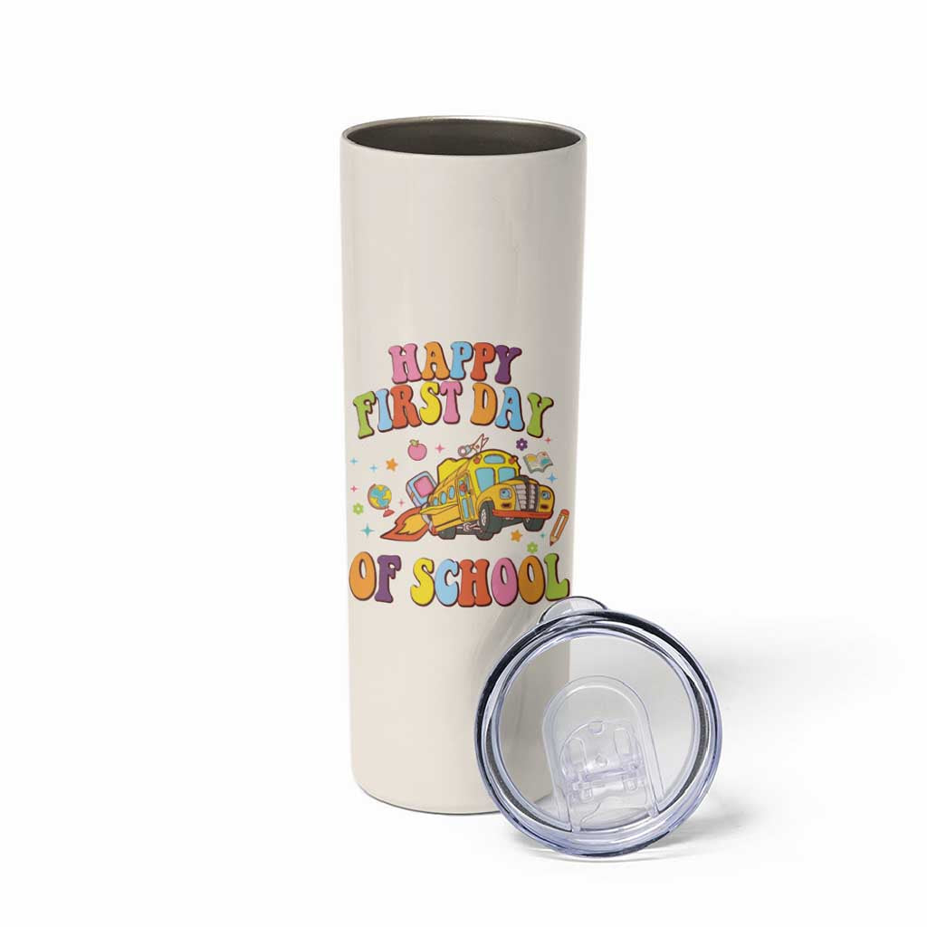Teacher Gifts Skinny Tumbler Happy First Day Of School - Wonder Print Shop