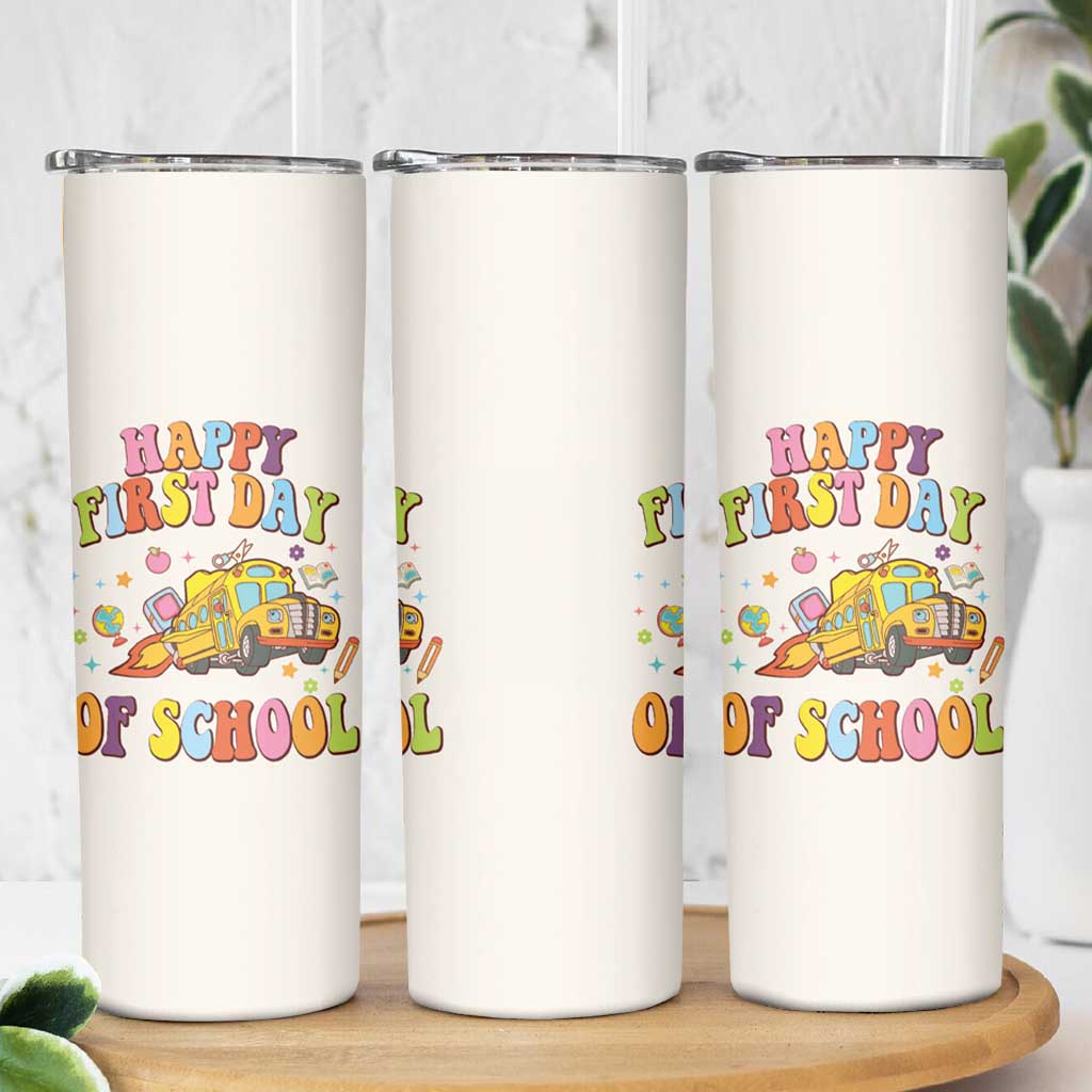 Teacher Gifts Skinny Tumbler Happy First Day Of School - Wonder Print Shop