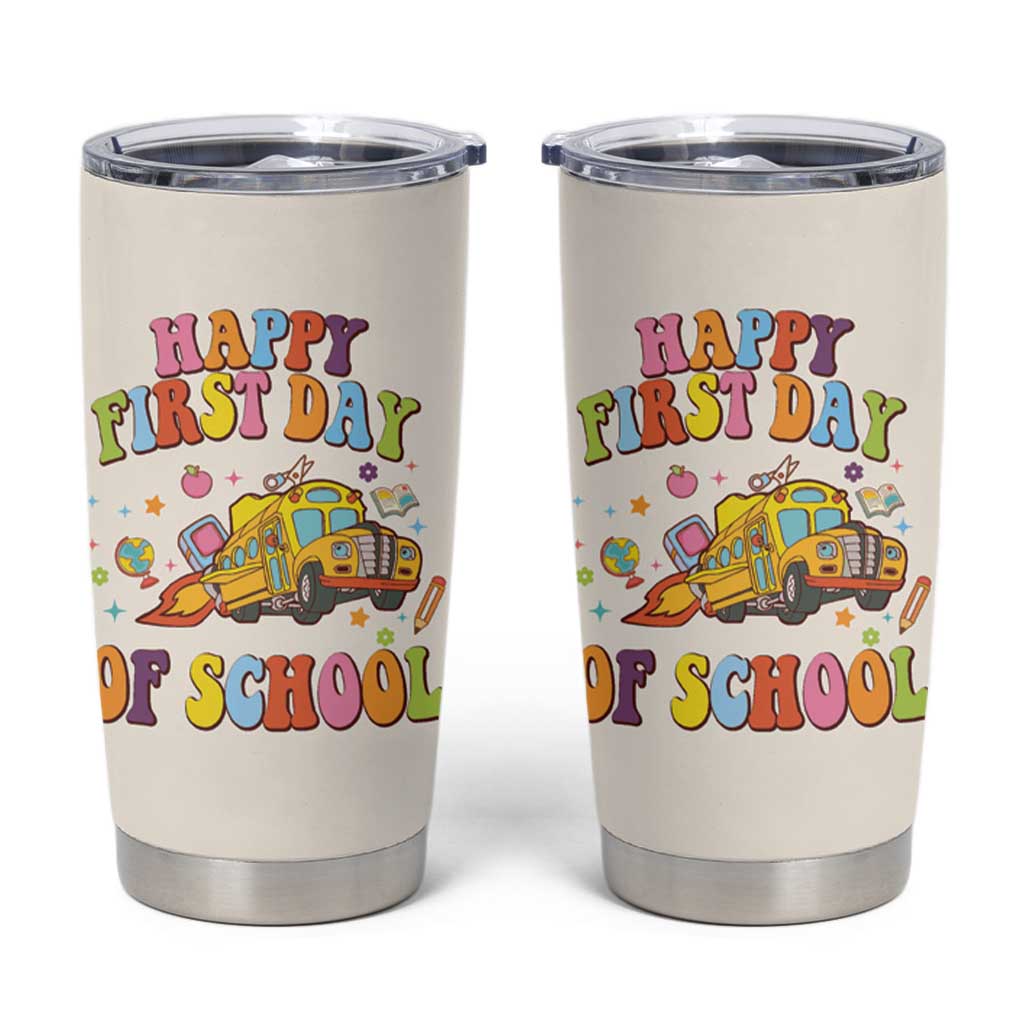 Teacher Gifts Tumbler Cup Happy First Day Of School - Wonder Print Shop